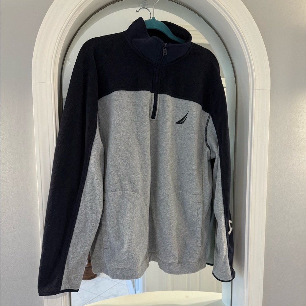 Nautica Men's Black and Gray Quarter-Zip Sweatshirt